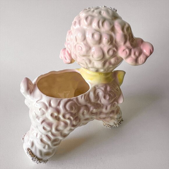 Vintage Cute Lamb Planter Pink Ceramic Figurine Nursery Decor 1961 Japan - Picture 7 of 16
